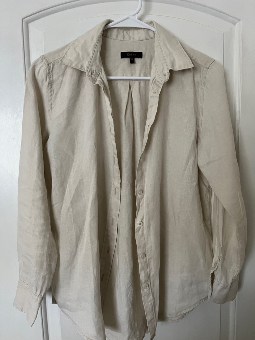Quince Women’s Linen Shirt Jacket in sand color